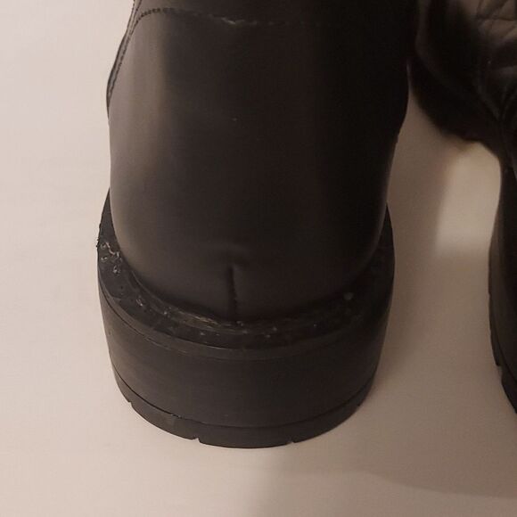 Combat Boots Motorcycle Boots Black Quilted Lace-Up  Size 7 Lug Sole - Picture 6 of 11